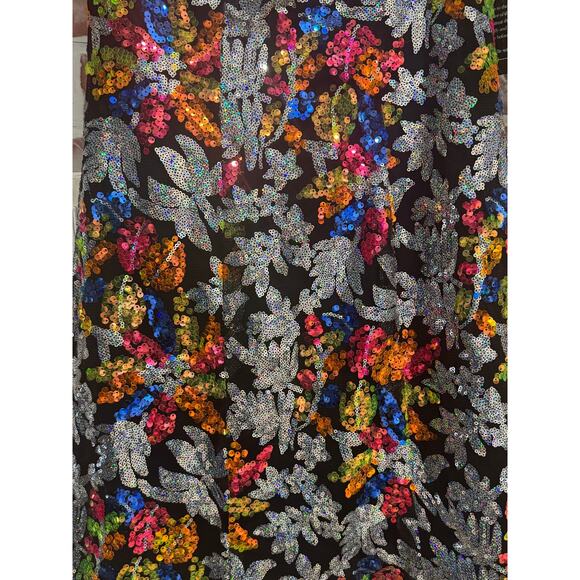 NWT Mac Duggal Black Sequined Floral Detail Mini Dress Size 6 - Picture 4 of 8